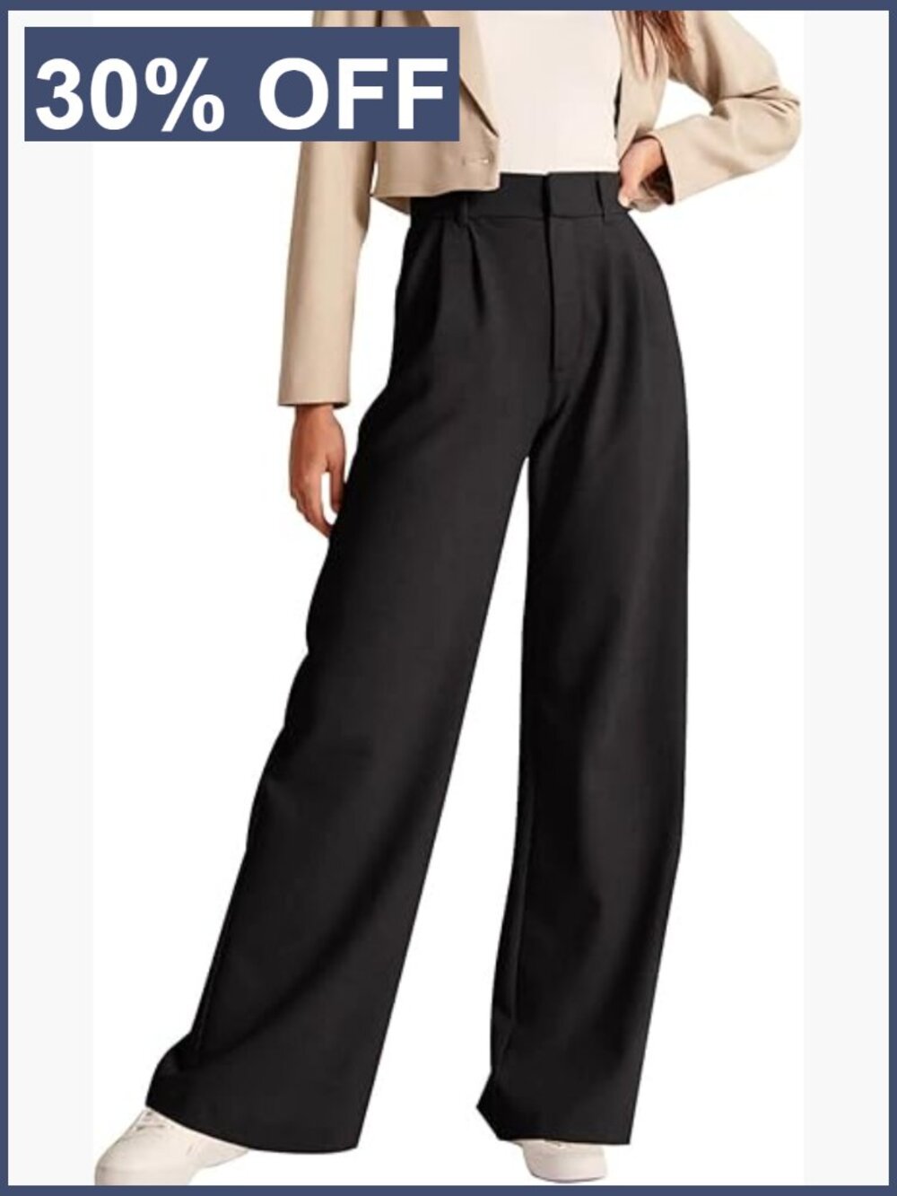 High Waisted Work Pants Business Casual Trousers with Pockets Straight Leg